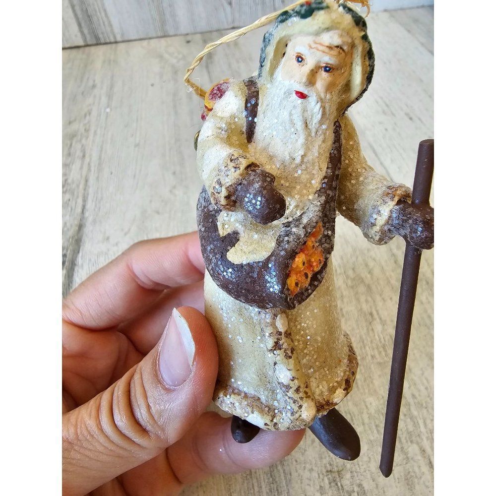 Glitter Santa bag white fruit ornament Xmas tree